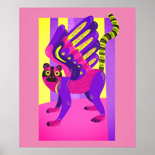 Pink and yellow tribal Animal Print