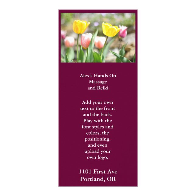 Pink and Yellow Tulips Rack Card (Front)