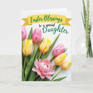 Pink And Yellow Tulips Spring Card