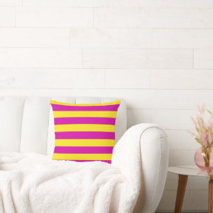 Pink and Yellow Vintage Large Stripes Cushion