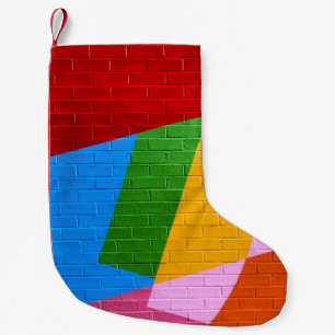 Pink and yellow wall paint small christmas stocking