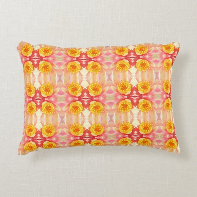 Pink and Yellow Water Lilies Accent Pillow (Front)