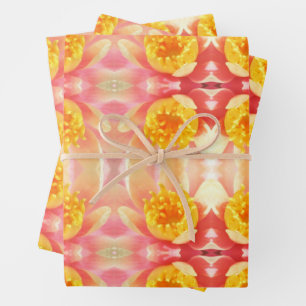 Pink and Yellow Water Lily - Floral  Wrapping Paper Sheet