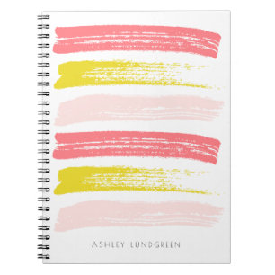 Pink and Yellow Watercolor Brush Strokes Custom Spiral Notebook