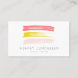 Pink and Yellow Watercolor Brush Strokes Modern Business Card<br><div class="desc">Modern and chic business card featuring blush,  pink and yellow brush strokes with simple typography. This design is available in a variety of colours.</div>