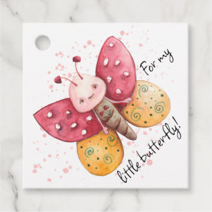 Pink and Yellow Watercolor Butterfly Favour Tags