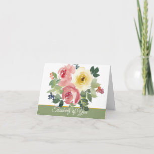 Pink and yellow watercolor floral customisable not card