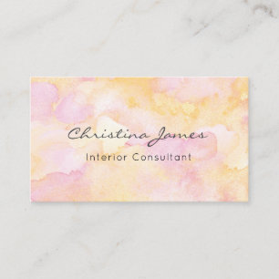Pink and yellow watercolor painted business card