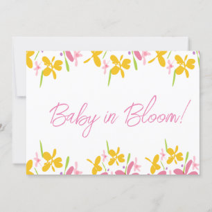 Pink and Yellow wildflower Baby in Bloom Invitation