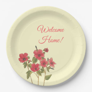 Pink and Yellow Wildflowers Floral Welcome Home Paper Plate