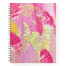 Pink and Yellow Wings Abstract Art Spiral Notebook