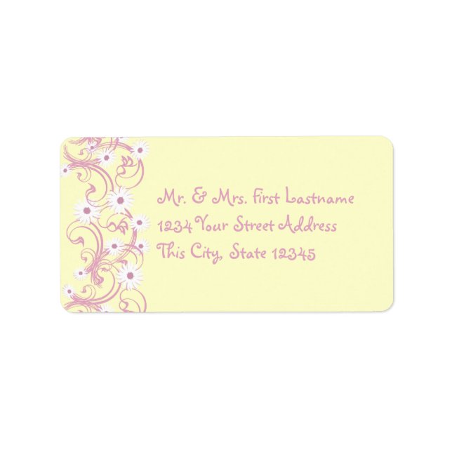 Pink and Yellow with Daisies Label (Front)