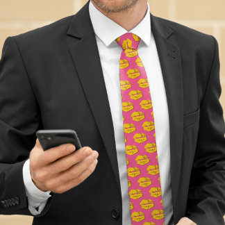 Pink and Yellow XOXO Kissing Lips Tie