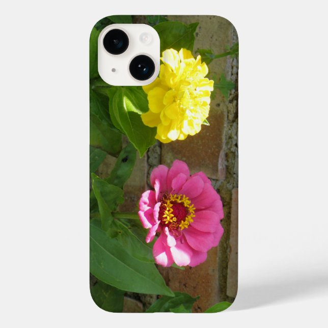 Pink and Yellow Zinnias iPhone 4 Case (Back)