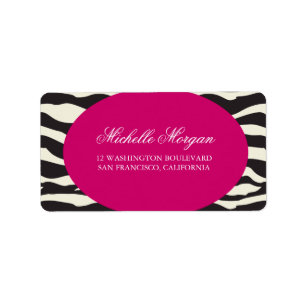 Pink and Zebra Stripes Custom Label