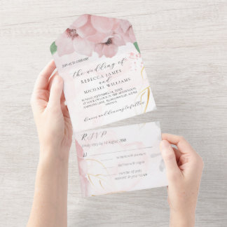 Pink Anemone All in One Wedding Invite
