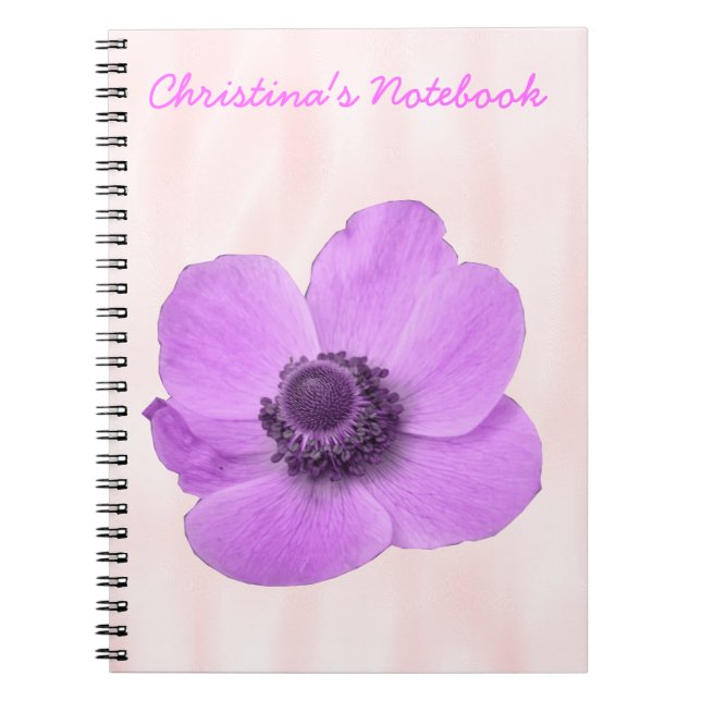 Pink Anemone Customisable Notebook (Front)