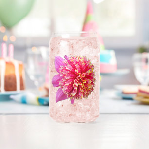 Pink Anemone Dahlia Bloom Floral Can Glass