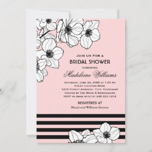 Pink Anemone Floral Wedding Bridal Shower Invitation