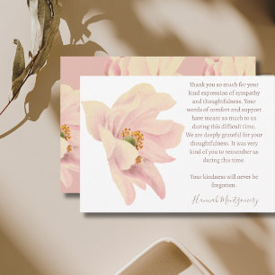 Pink Anemone Funeral Thank You Card, Sympathy Card