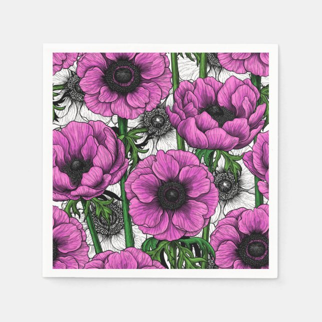 Pink anemone garden napkin (Front)
