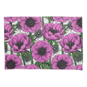 Pink anemone garden pillowcase
