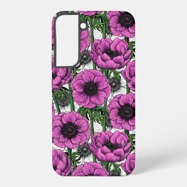 Pink anemone garden samsung galaxy s22+ case (Back)