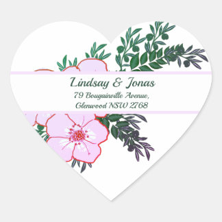 Pink anemone Greenery Return Address Sticker