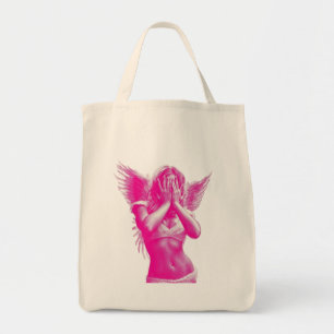 Pink Angel Aesthetic Wings Y2K Streetwear Canvas T Tote Bag
