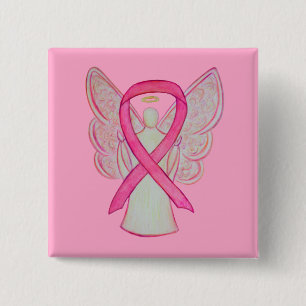 Pink Angel Awareness Ribbon Custom Art Pins