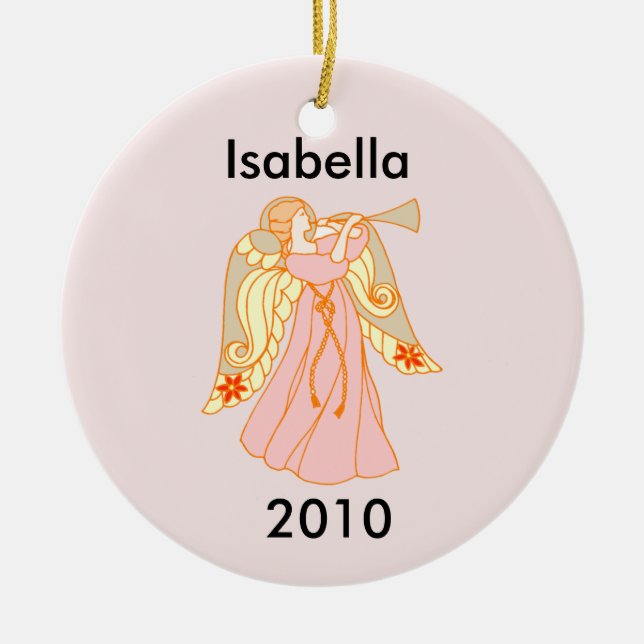 Pink Angel Baby's First Christmas Ceramic Tree Decoration (Front)