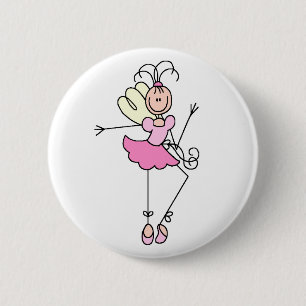 Pink Angel Ballerina Girl Button