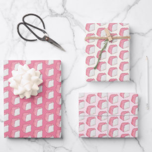 Pink Angel Food Sponge Cake Slice Baking Foodie Wrapping Paper Sheet