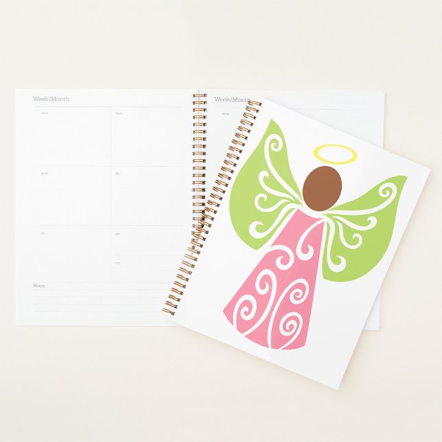 Pink Angel Green Swirl Wings Spiritual Decorative  Planner (Creator Uploaded)