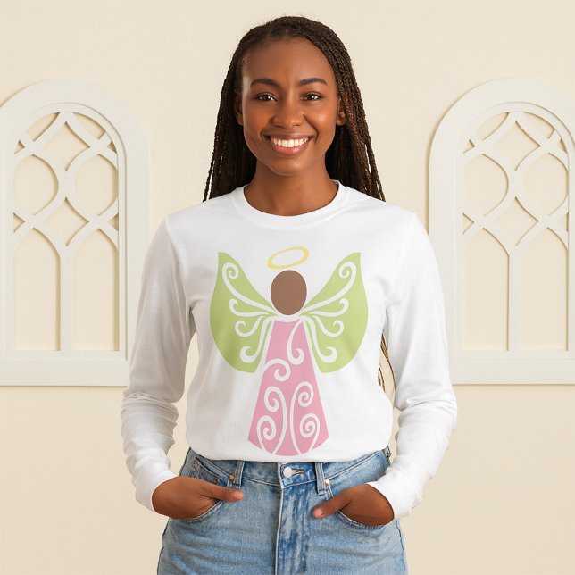 Pink Angel Green Swirl Wings Spiritual Decorative  T-Shirt (Creator Uploaded)