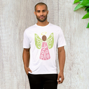 Pink Angel Green Swirl Wings Spiritual Decorative  T-Shirt