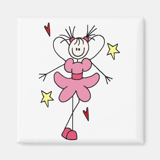 Pink Angel Stick Figure Magnet (Front)
