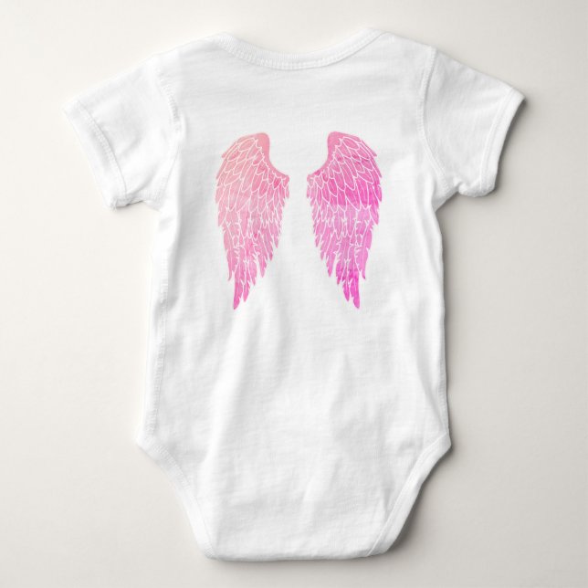 Pink Angel Wings Baby Bodysuit (Back)
