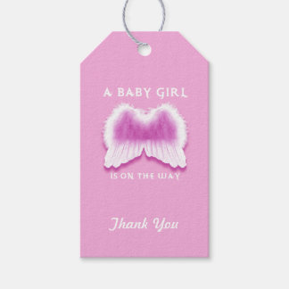 Pink Angel Wings Baby Shower Gift Tags