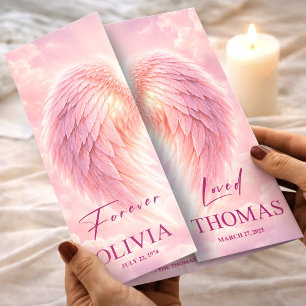 Pink Angel Wings Celebration Life Funeral Program Flyer