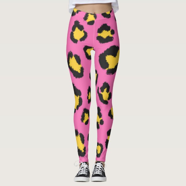 Pink Animal Print Cheetah Leopard Spotted  Leggings (Front)