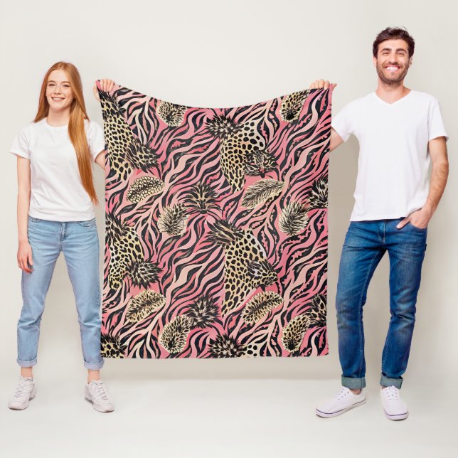 Pink Animal Print Fusion - Seamless Pattern Fleece Blanket (In Situ)