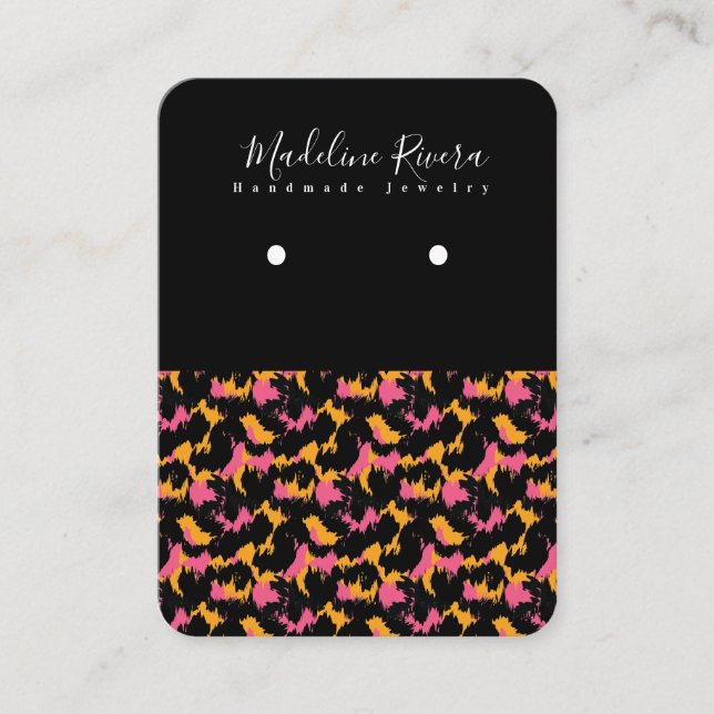 Pink Animal Print Handmade Earring Display Card (Front)