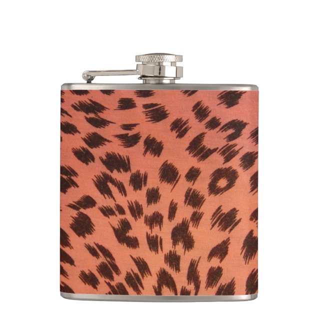 PINK ANIMAL PRINT HIP FLASK (Front)