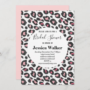 pink animal print, Leopard ,cheetah bridal shower Invitation