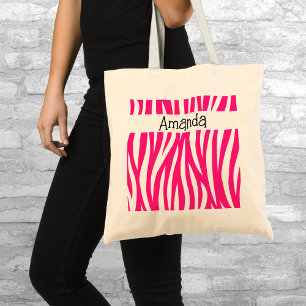 Pink Animal Striped Tote Bag