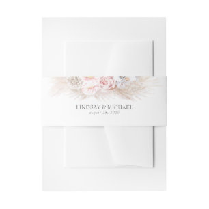 Pink Anthuriums and Pampas Grass Elegant Exotic Invitation Belly Band