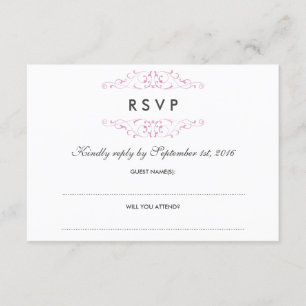 Pink Antique Flourish Wedding RSVP Card