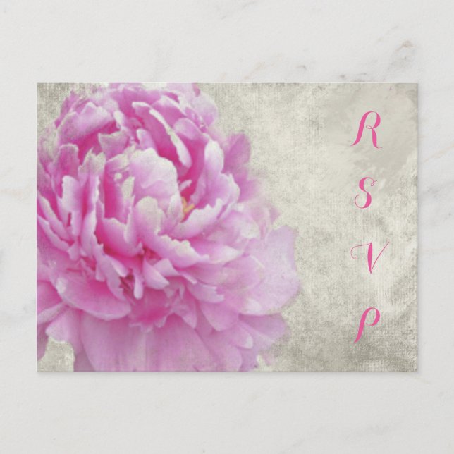 Pink Antique Peony RSVP Card (Front)