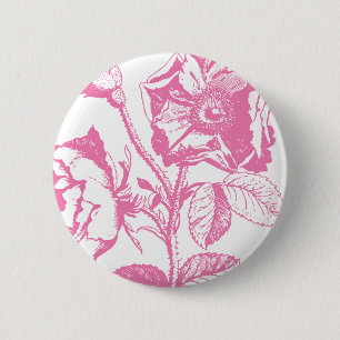 Pink Antique Rose 6 Cm Round Badge